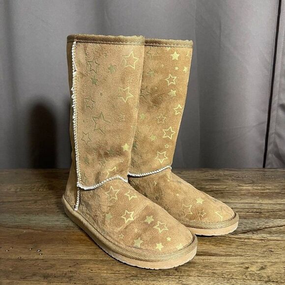 Airwalk Emma Star Pattern Brown Cognac Cozy Boots - Picture 7 of 8